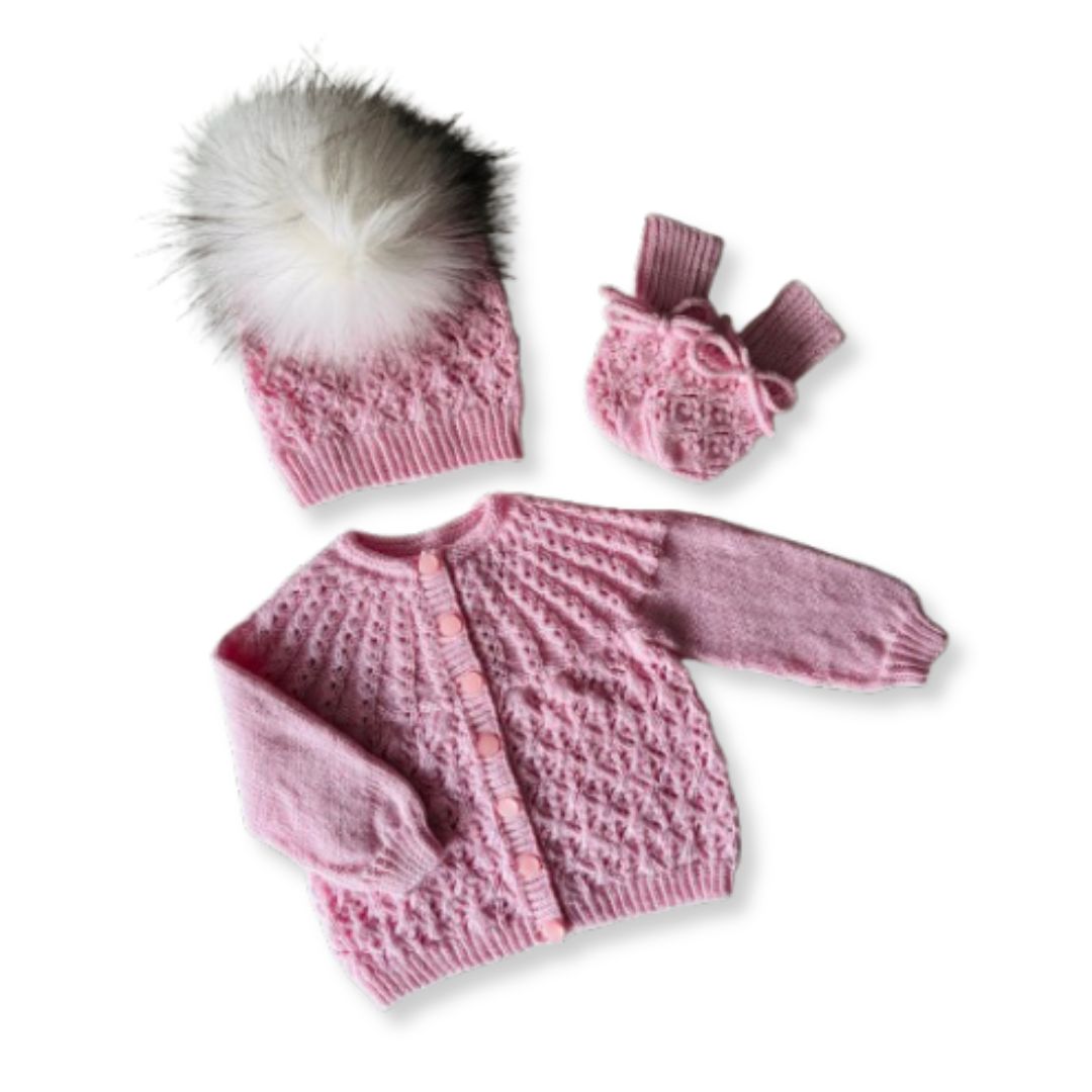 Alma cardigan, hue og vanter