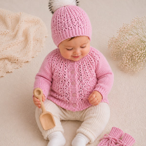 Alma cardigan, hue og vanter